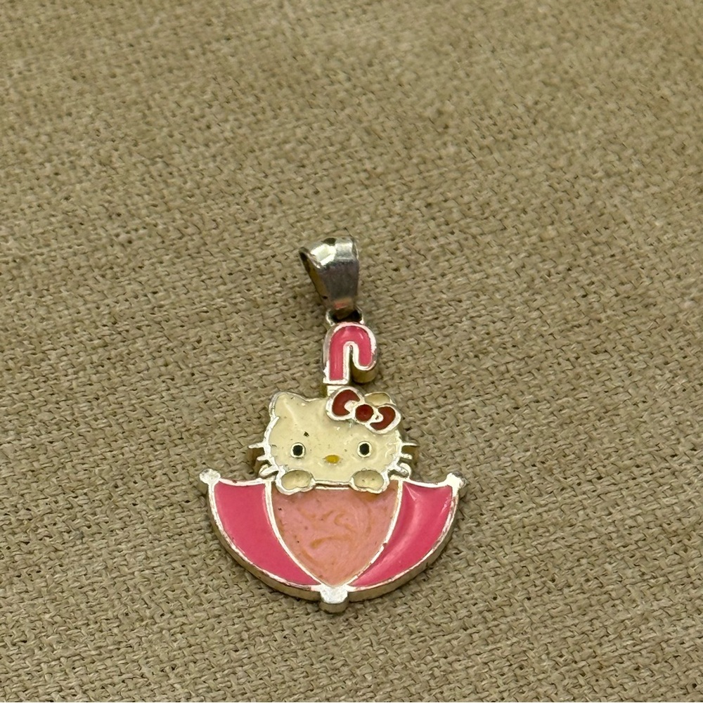 Hello Kitty Pink and Silver Umbrella Pendant